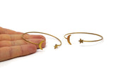Brass Moon Star Cuff, Raw Brass Open Bangles With Moon And Star Ending BS 2028