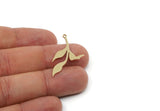 Custom Leaf Charms for Jewelry Making, Personalized Brass, Copper, Stainless Steel Branch Pendant With 1 Loop (35x18x0.80mm) SMP3283