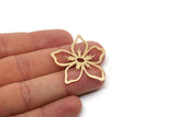 Brass Flower Charm, 4 Raw Brass Flower Charms, Brass Earring Charms, Brass Charms for Jewelry Making (37x37x0.60mm) SMP2933