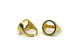 Brass Circle Ring, 2 Raw Brass Adjustable Open Circle Rings N0049