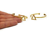 Brass Cuff Bangle, 2 Raw Brass Triangle Cuff Bracelet Ball Ending Bangles BRC231