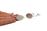 Silver Oval Cuff, Antique Silver Plated Brass Oval Bracelet Bangle BRC251