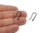 Black Ear Hooks, 6 Oxidized Black Brass Earring Wires, Earring Hooks (25mm) D1324