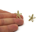 Brass Flower Earring, 6 Raw Brass Flower Stud Earrings (19x20x0.80mm) SMP3300 Y294
