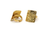 Gold Ethnic Ring, Gold Plated Brass Textured Adjustable Ethnic Rings E252 Q0510