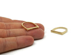 Brass D Ring, 2 Raw Brass Hammered D Shape Rings (18.5mm) N0165
