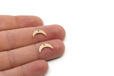 Brass Moon Charm, 50 Raw Brass Crescent Moon Charms With 1 Hole (13x8x1mm) SMP2925 SY0368