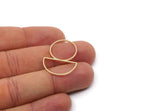 Brass Round Charm, 4 Raw Brass Round And D Shaped Charms, Circles Charm, Pendants, Findings (30x22.5x0.80mm) SMP3020