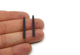 Black Necklace Bar, 12 Textured Oxidized Black Plated Brass Rectangle Charms With 1 Hole, Pendants, Findings (35x3x0.80mm) M02381