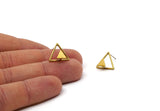 Brass Triangle Earring, 4 Raw Brass Triangle Stud Earrings (13x15x1mm) E370