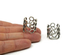 Silver Honeycomb Ring, Antique Silver Plated Brass Adjustable Honeycomb Rings N0014 H0212