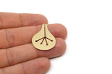 Brass Charm, 6 Raw Brass Charms With 1 Hole, Charm Pendants, Findings, Brass Charms (30x22x0.60mm) SMP2757