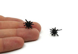 Black Sea Urchin Earring, 4 Oxidized Black Brass Sea Urchin Stud Earrings (13mm) N1184