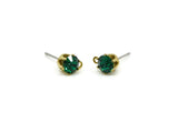 Brass Stud Earrings, 8 Emerald Crystal Rhinestone Beads Brass Stud Earrings Brass Setting for SS24 - 5.3mm SS24 E136 Y241