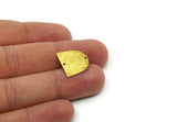 D Shaped Charm, 24 Raw Brass Textured D Shaped Connectors With 2 Holes, Earrings, Findings (16x17x0.50mm) D0919
