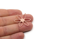 Copper Flower Charm, Raw Copper Flower Charms With 1 Loop, Earring Findings (34x28x0.80mm) SMP2892