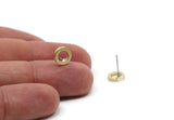 Brass Circle Earring, 8 Raw Brass Circle Stud Earrings (8x1.5mm) SY0153 KAYNAK