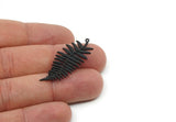 Black Leaf Charm, 6 Oxidized Black Brass Branch Charms With 1 Loop, Charm Pendants (41x17x0.80mm) SMP1832 SY0338