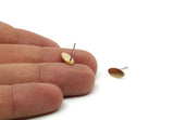 Brass Oval Earring, 8 Raw Brass Tiny Oval Shaped Stud Earrings (12x5x0.80mm) SMP3279 - KAYNAKLI