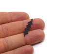 Black Leaf Charm, 12 Oxidized Black Brass Branch Charms With 1 Loop, Charm Pendants (31x7x0.60mm) A3462