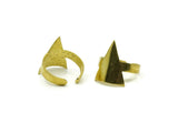Brass Triangle Ring, 2 Raw Brass Adjustable Triangle Ring N0115