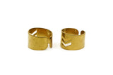 Brass Ring, 4 Raw Brass Adjustable Chevron Rings A0885