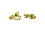 Brass Ring, Raw Brass Ring With 10 Stone Pad N0157