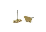 Brass Sheep Earring, 8 Raw Brass Sheep Stud Earrings (5x10x1.2mm) A5841