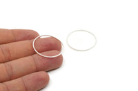 Silver Circle Connector, 12 Antique Silver Plated Brass Circle Connectors (30X0.80mm) Bs-1109