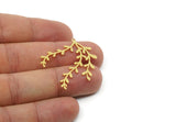 Gold Leaf Charm, 2 Gold Plated Brass Branch Charms With 1 Loop, Charm Pendants (38x33x0.80mm) SMP1016 A3174