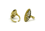 Brass Flower Ring, 2 Raw Brass Adjustable Flower Rings N0041