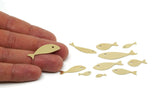 Brass Fish Charm, 2 Sets Raw Brass Fish Charms, Blanks, Findings SMP3091