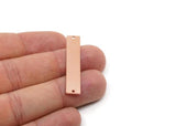Copper Customized Bar, Raw Copper Rectangle Stamping Blank Charms With 2 Holes (15/20/25/30/35/40x8x0.80mm) SMP2887