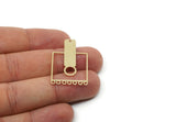 Brass Square Pendant, Raw Brass Square Dangle Charms With 1 Hole And 7 Loops, Geometric Findings (35x22x0.60mm) SMP3301