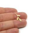 Custom Leaf Charms for Jewelry Making, Personalized Brass, Copper, Stainless Steel Branch Pendant With 1 Loop, Nature (25x12mm) SMP3143