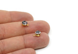 Brass Bead, 8 Raw Brass Lavender Crystal Rhinestone Prong Setting 4 Hole Slider SS29 F104