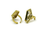 Brass Flower Ring, Raw Brass Adjustable Flower Rings N0071