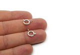 9mm Brass Clasps, 8 Antique Silver Plated Brass Round Ring Clasps (9mm) 1706 A0428