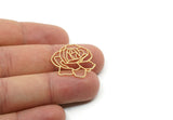 Gold Flower Charm, Gold Plated Brass Rose Flower Charms, Birth Month Flower, June Month Flower, Findings (23x25x0.60mm) SMP2731