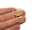 Gold Dandelion Charm, Gold Plated Brass Flower Charms With 1 Loop (42x24x0.80mm) SMP1712
