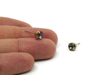 Brass Stud Earrings, 6 Black Diamond Crystal Rhinestone Beads Brass Stud Earrings Brass Setting for SS29 - 6.3mm SS29 N0684