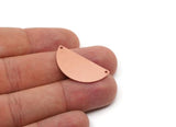 Semi Circle Charm, Raw Copper Half Moon Connectors With 2 Holes, Stamping Blank (10/12.5/15x0.80mm) SMP2888