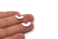 Silver Circle Charm, 12 Antique Silver Plated Brass Semi Circle Charm, Geometric Charm (17x13x0.80mm) SMP1703 Y216