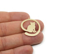 Brass Cat Charm, Raw Brass Cat Charms With 1 Loop, Animal Jewelry, Findings (20/25/30x0.60mm) SMP3317