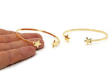 Gold Star Cuff, Gold Lacquer Plated Brass Wire Bracelet Brc233 Q0010