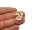 Brass Horse Charm, 6 Raw Brass Horse Charms With 1 Loop, For Jewelry Making (32x24x0.60mm) SMP3009