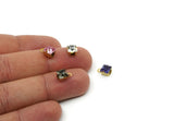 Brass Bead, 8 Raw Brass Crystal Diamond Rhinestones Setting for SS28 (6mm) SS28 F128