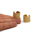 Brass Ring, Raw Brass Fish Scale Textured Adjustable Ethnic Rings (18mm) E408