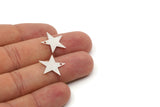 Silver Star Charm, 24 Antique Silver Plated Brass Star Blank, Stamping Tag, Findings, Charms, (15mm) Brs 626 A0297