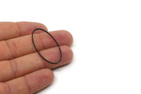 Black Oval Connector, 12 Oxidized Black Brass Oval Shaped Rings (40x20x0.80mm) BS 2334